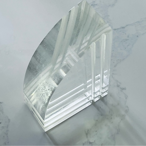 Vintage MCM lucite Acrylic book end clear wharf shape - Picture 4 of 14